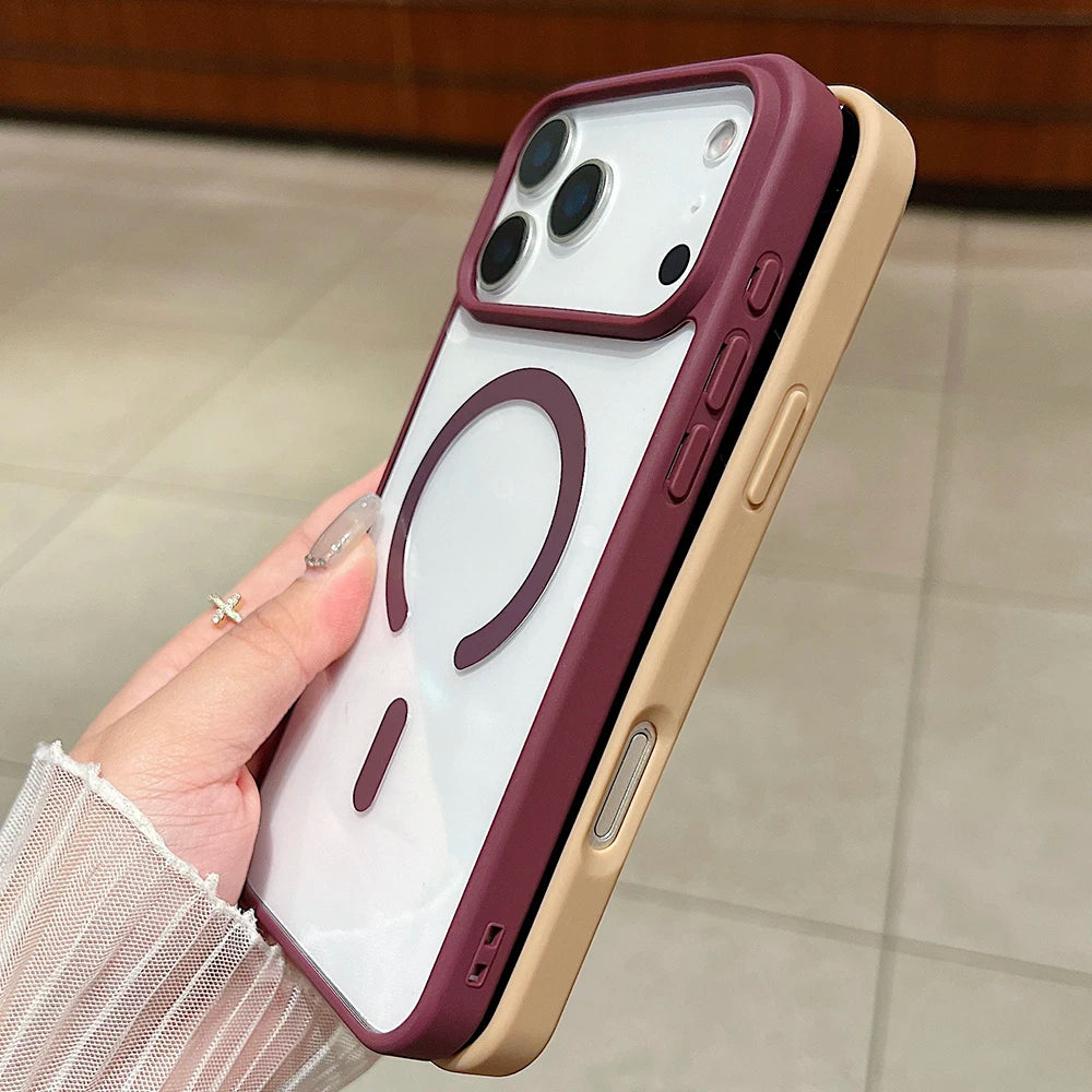 Luxury Magnetic Magsafe Wireless Charging iPhone Case — Transparent Hard Back, Shockproof, Anti-Fingerprint, Slim Protective Cover