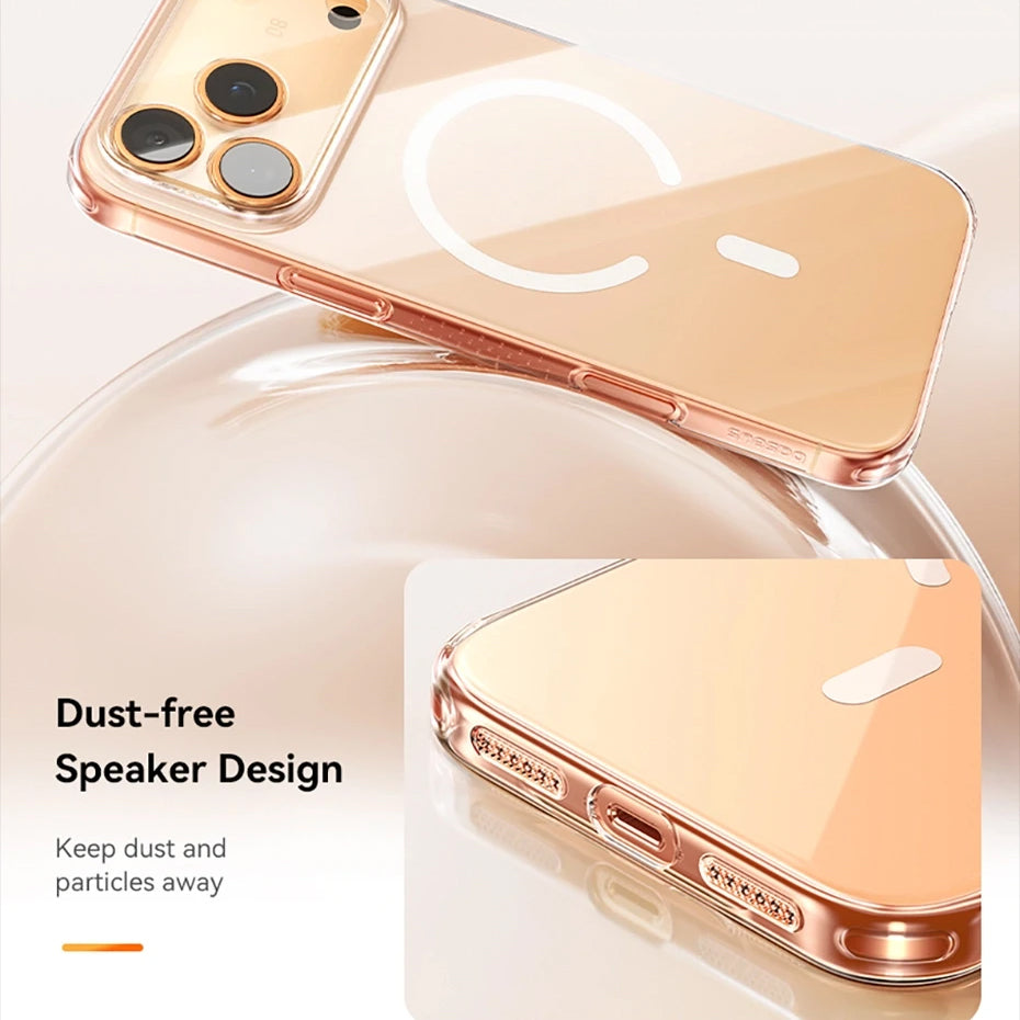 Luxury Magnetic Magsafe iPhone Case — Clear PC & TPU Wireless Charging Cover, Shockproof, Anti-Fingerprint, Half-Wrapped Protection