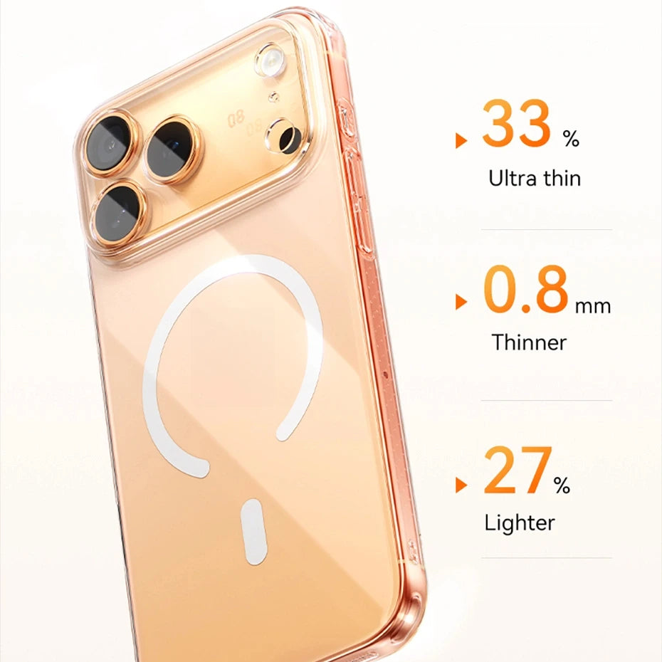 Luxury Magnetic Magsafe iPhone Case — Clear PC & TPU Wireless Charging Cover, Shockproof, Anti-Fingerprint, Half-Wrapped Protection