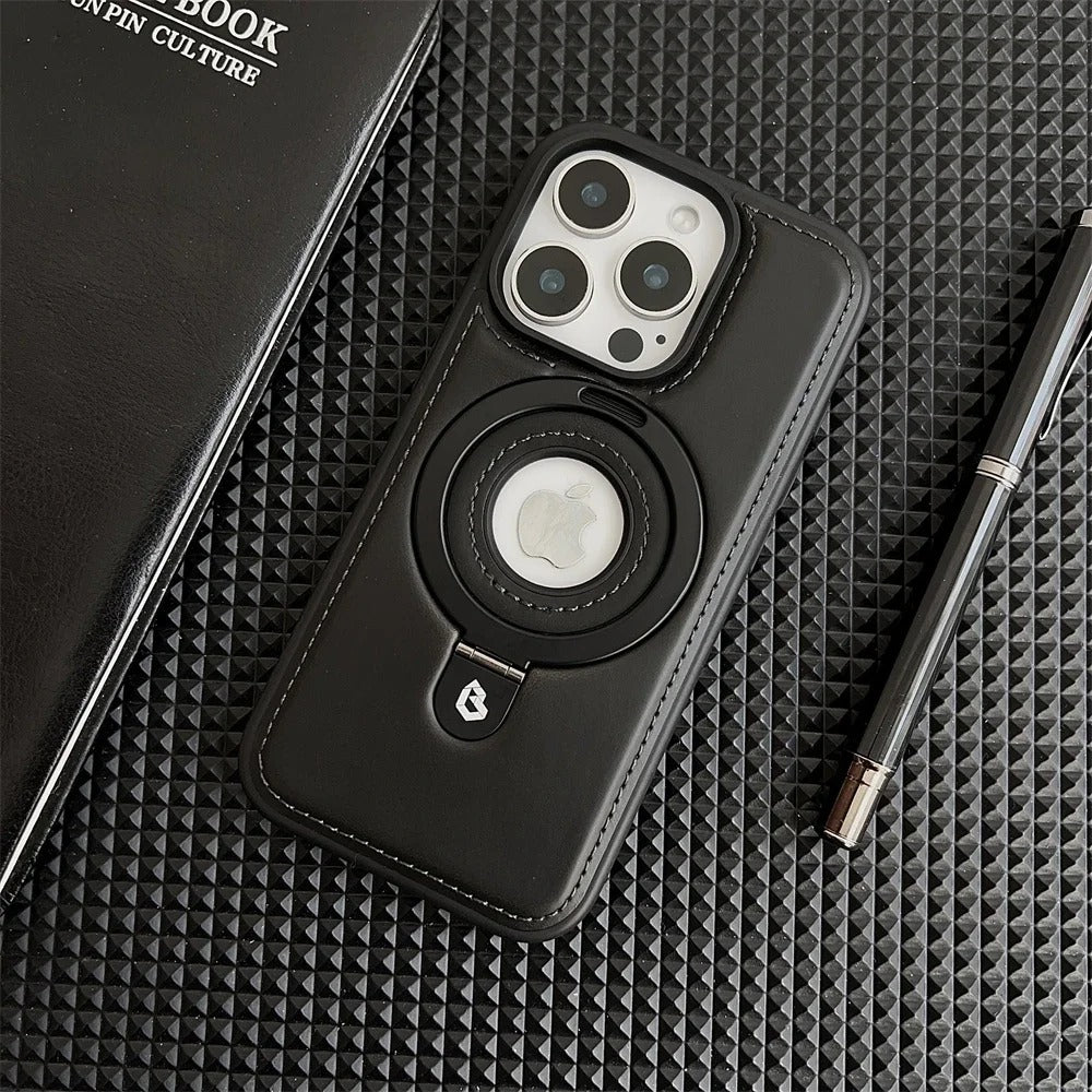 Luxury Magnetic Shockproof iPhone Case — MagSafe Leather Cover with Ring Holder, Wireless Charging Support, Anti-Fingerprint, Anti-Scratch, Full Protection