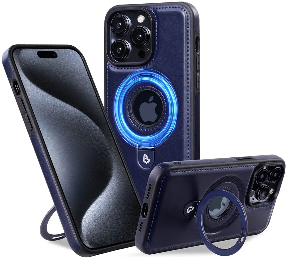 Luxury Magnetic Shockproof iPhone Case — MagSafe Leather Cover with Ring Holder, Wireless Charging Support, Anti-Fingerprint, Anti-Scratch, Full Protection