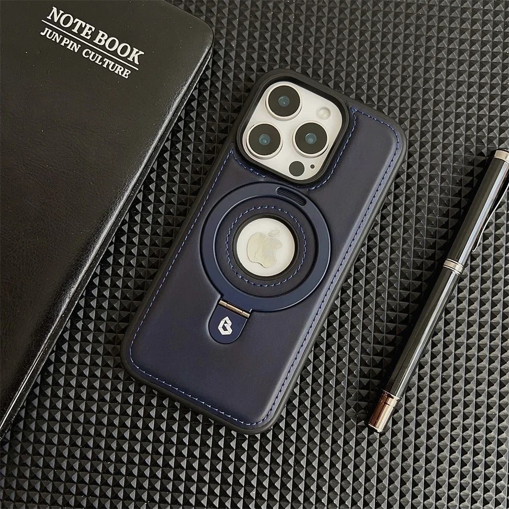 Luxury Magnetic Shockproof iPhone Case — MagSafe Leather Cover with Ring Holder, Wireless Charging Support, Anti-Fingerprint, Anti-Scratch, Full Protection