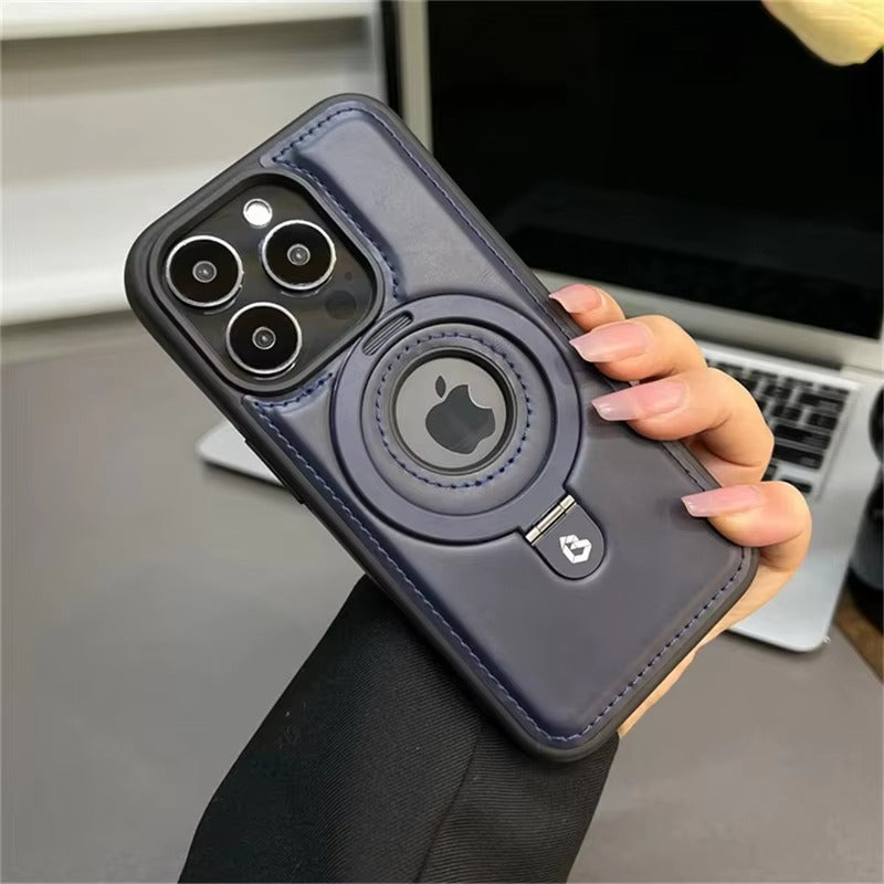 Luxury Magnetic Shockproof iPhone Case — MagSafe Leather Cover with Ring Holder, Wireless Charging Support, Anti-Fingerprint, Anti-Scratch, Full Protection