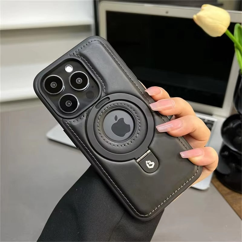 Luxury Magnetic Shockproof iPhone Case — MagSafe Leather Cover with Ring Holder, Wireless Charging Support, Anti-Fingerprint, Anti-Scratch, Full Protection