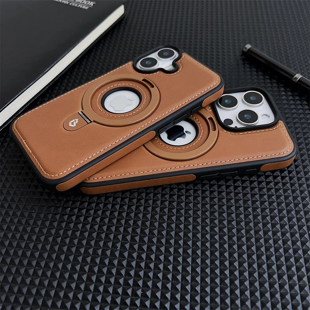 Luxury Magnetic Shockproof iPhone Case — MagSafe Leather Cover with Ring Holder, Wireless Charging Support, Anti-Fingerprint, Anti-Scratch, Full Protection
