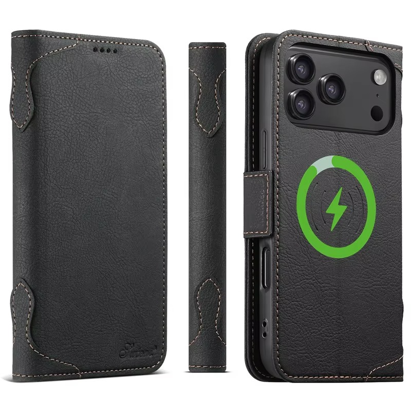 Luxury Magnetic Wallet Flip iPhone Case — Shockproof Retro Leather Book Cover with Card Slots, Phone Holder Stand, Anti-Fingerprint Design