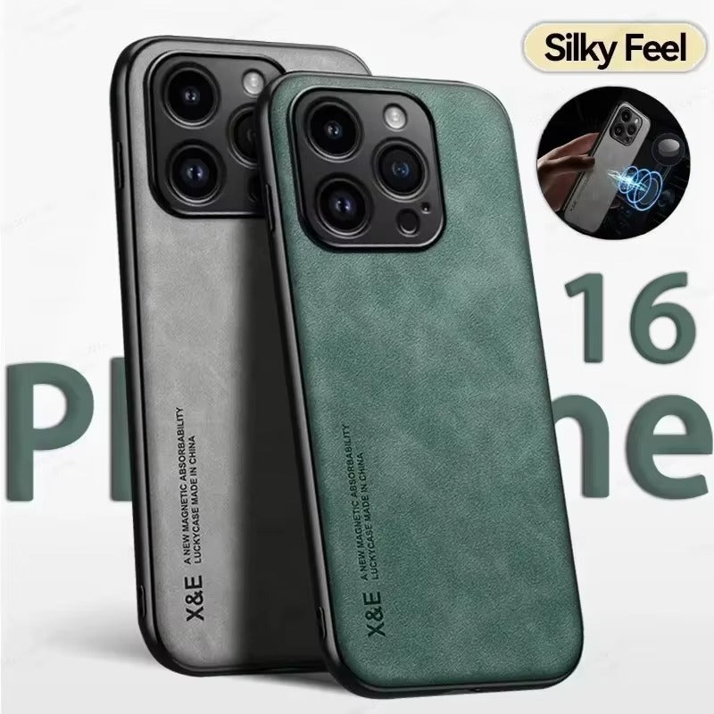 Luxury Magnetic iPhone Case — Car Holder Protective Cover, Anti-Fingerprint, Anti-Scratch, Lightweight Half-Wrapped Coque Fundas