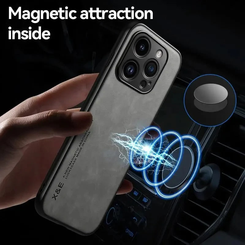 Luxury Magnetic iPhone Case — Car Holder Protective Cover, Anti-Fingerprint, Anti-Scratch, Lightweight Half-Wrapped Coque Fundas