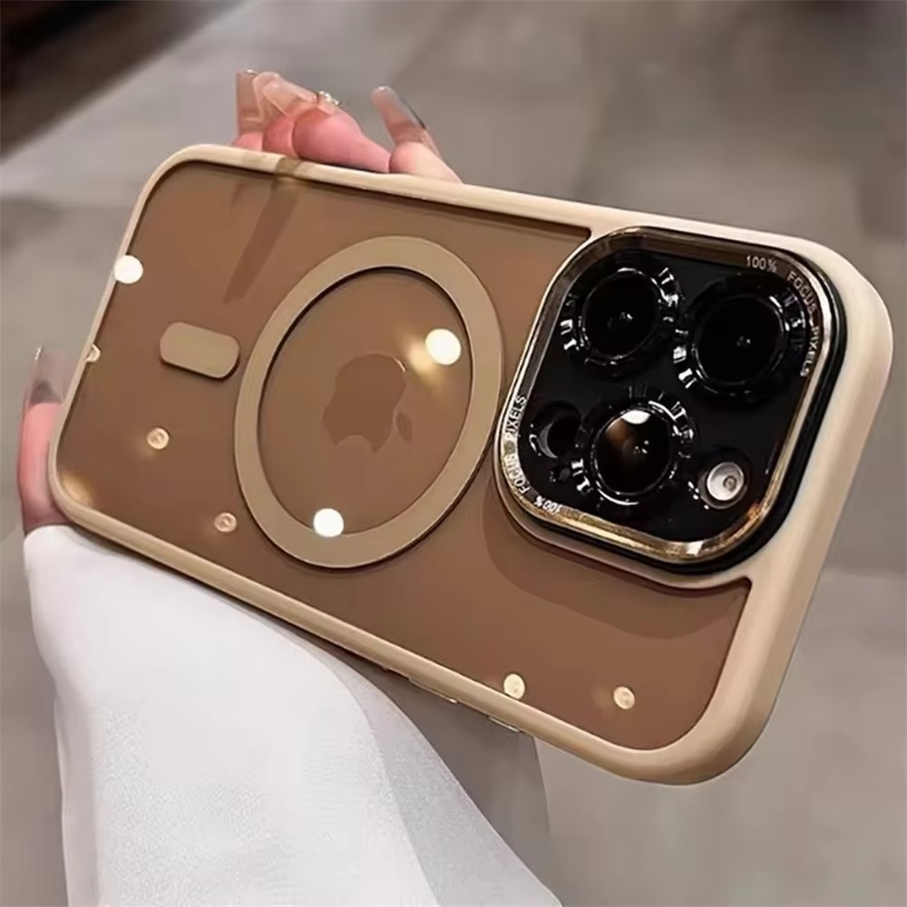 Luxury Magnetic iPhone Case — Metal Lens Bumper Protection, Shockproof Transparent Soft Bumper with Wireless Charging Compatibility