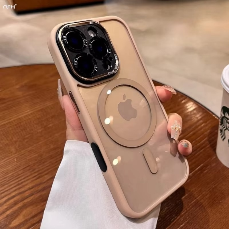 Luxury Magnetic iPhone Case — Metal Lens Bumper Protection, Shockproof Transparent Soft Bumper with Wireless Charging Compatibility
