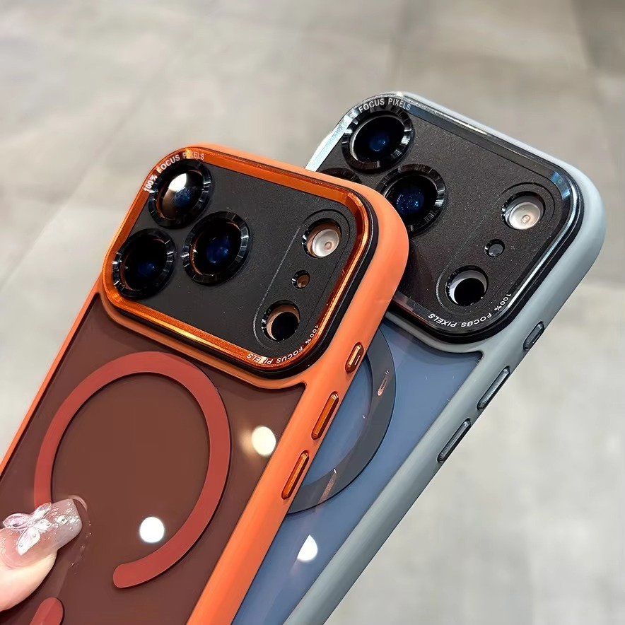 Luxury Magnetic iPhone Case — Metal Lens Bumper Protection, Shockproof Transparent Soft Bumper with Wireless Charging Compatibility