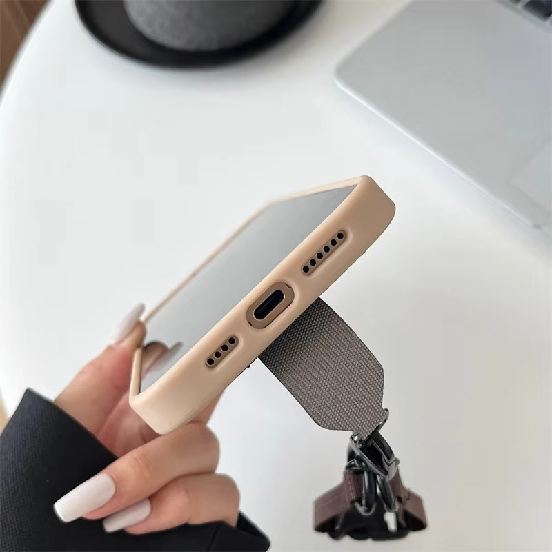 Luxury Magnetic iPhone Case — Shockproof Leather Cover with Crossbody Wrist Strap Rope Holder, Bracket Stand, Full Lens & All-Around Protection