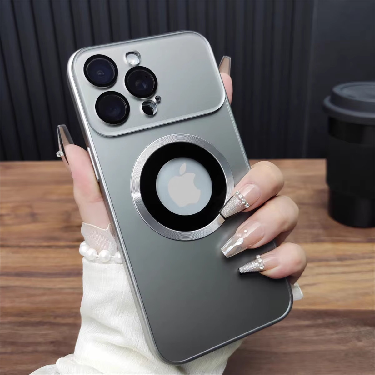 Luxury Magsafe Magnetic iPhone Case — Large Window Logo Hole, Shockproof Half-Wrapped Cover, Camera Lens Protection, Anti-Fingerprint, Matte Non-Slip