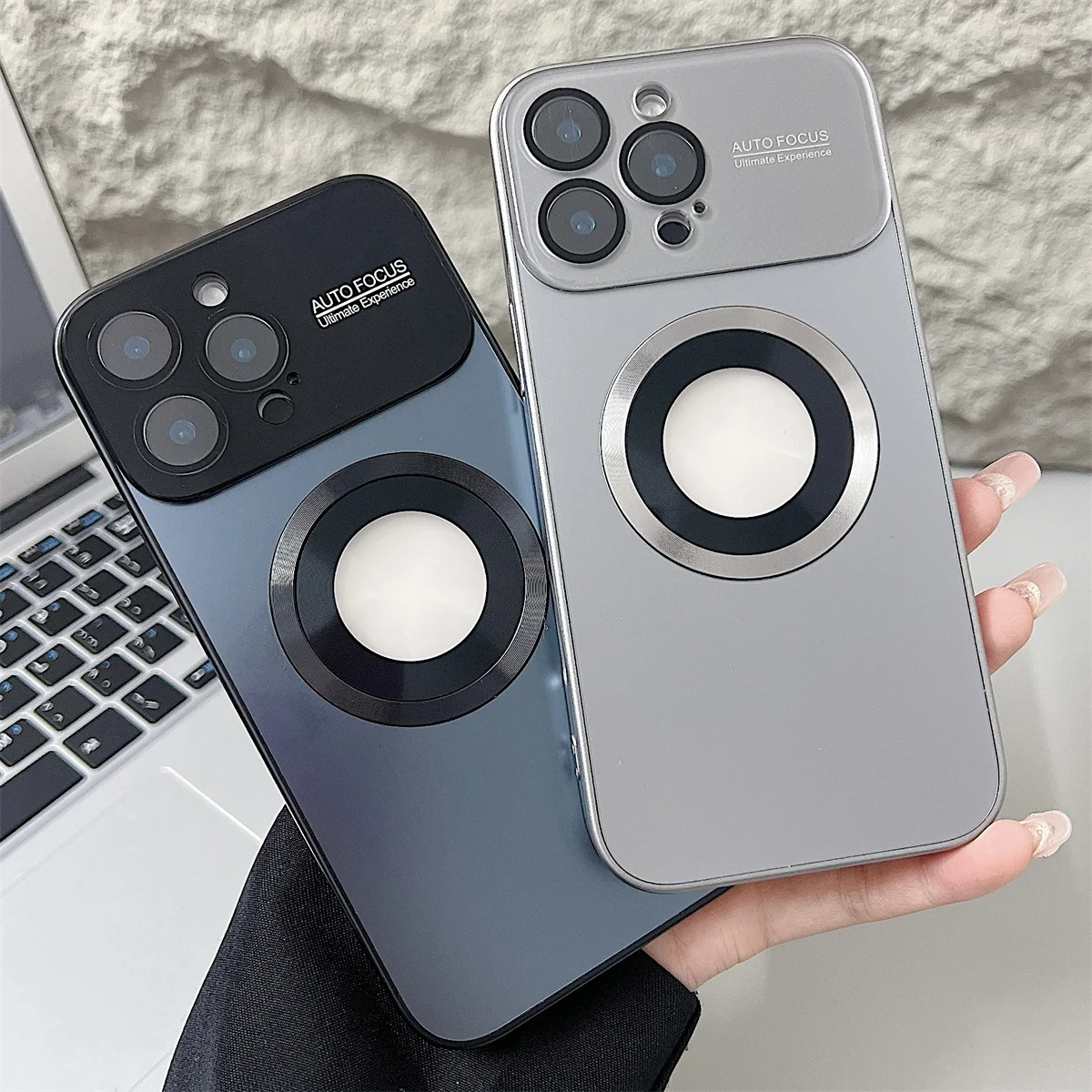 Luxury Magsafe Magnetic iPhone Case — Large Window Logo Hole, Shockproof Half-Wrapped Cover, Camera Lens Protection, Anti-Fingerprint, Matte Non-Slip