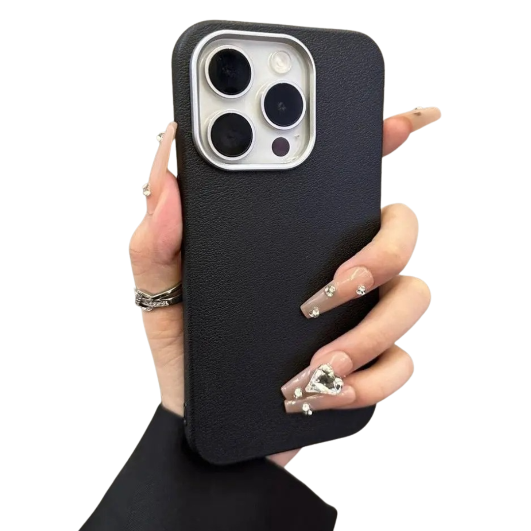 Luxury Matte Litchi Texture iPhone Case — Soft TPU Shockproof Half-Wrapped Cover with Anti-Scratch, Non-Slip, Lightweight Protection