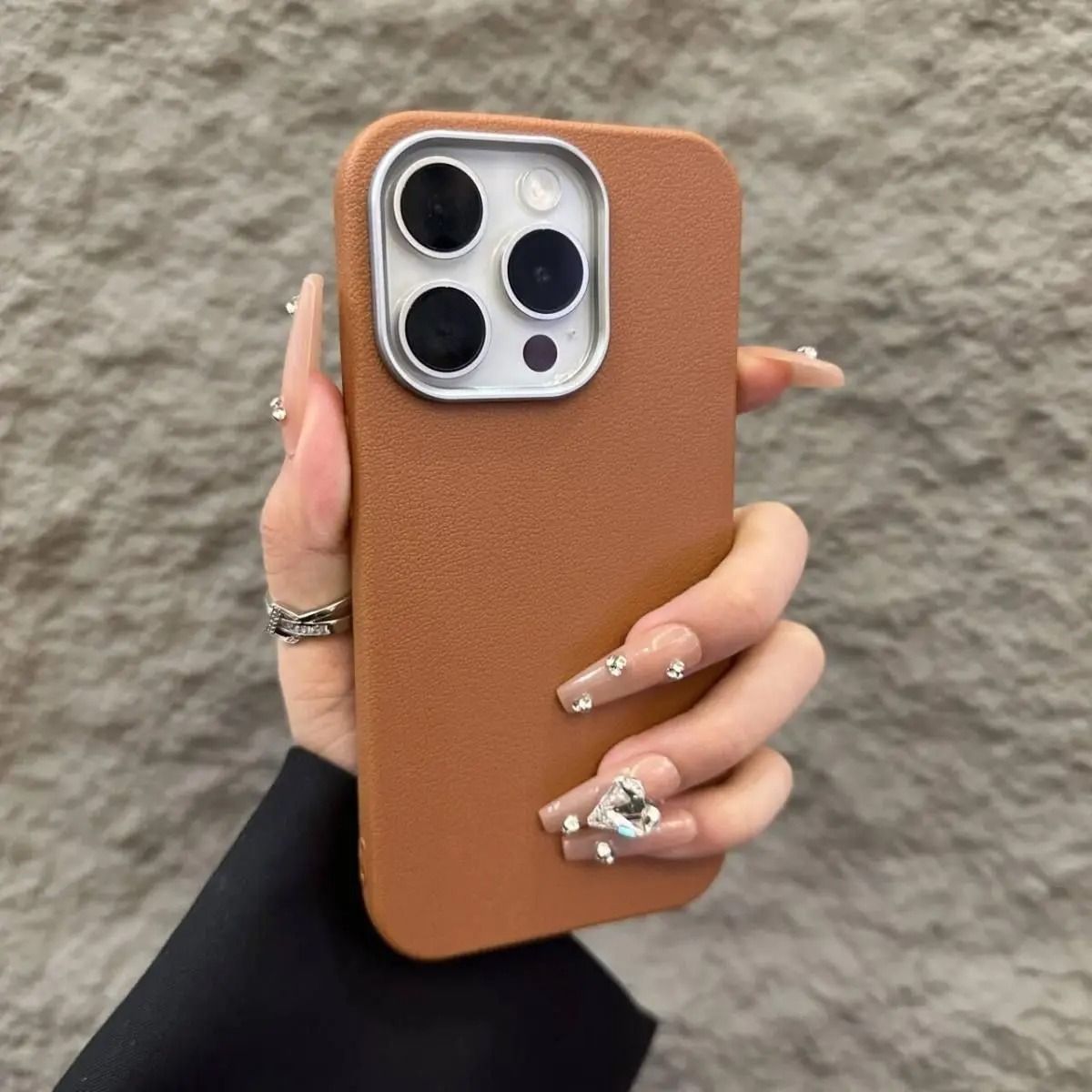 Luxury Matte Litchi Texture iPhone Case — Soft TPU Shockproof Half-Wrapped Cover with Anti-Scratch, Non-Slip, Lightweight Protection