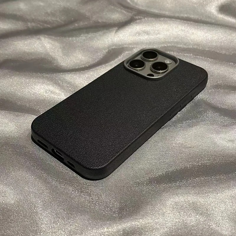 Luxury Matte Litchi Texture iPhone Case — Soft TPU Shockproof Half-Wrapped Cover with Anti-Scratch, Non-Slip, Lightweight Protection