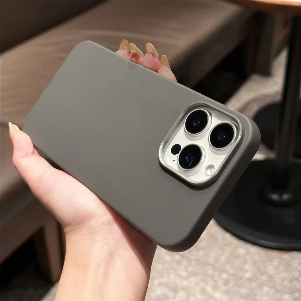 Luxury Matte Litchi Texture iPhone Case — Soft TPU Shockproof Half-Wrapped Cover with Anti-Scratch, Non-Slip, Lightweight Protection