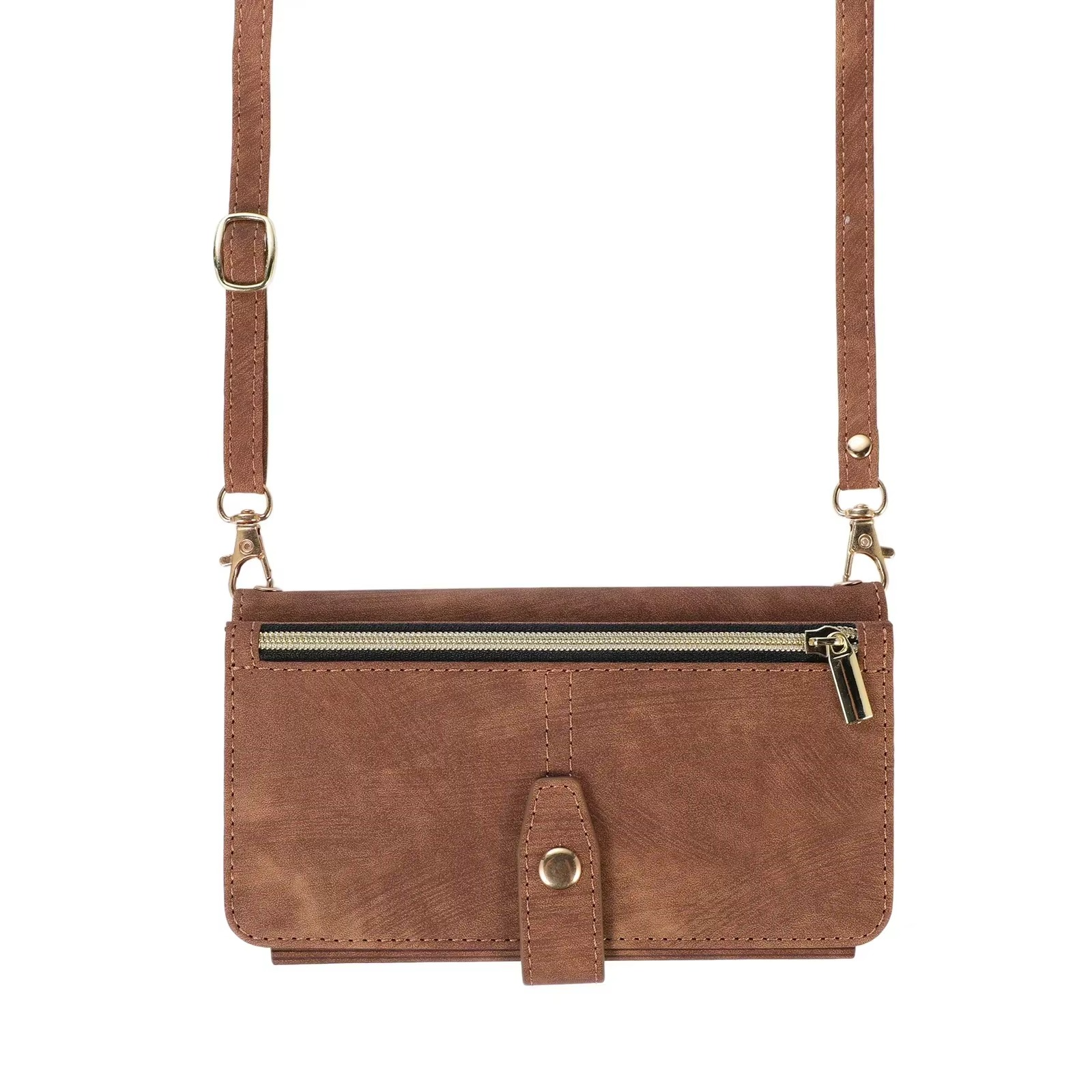 Luxury PU Leather iPhone Case — Crossbody Wallet Cover with Card Holder, Lanyard, Kickstand, Dustproof, and Storage Compartment