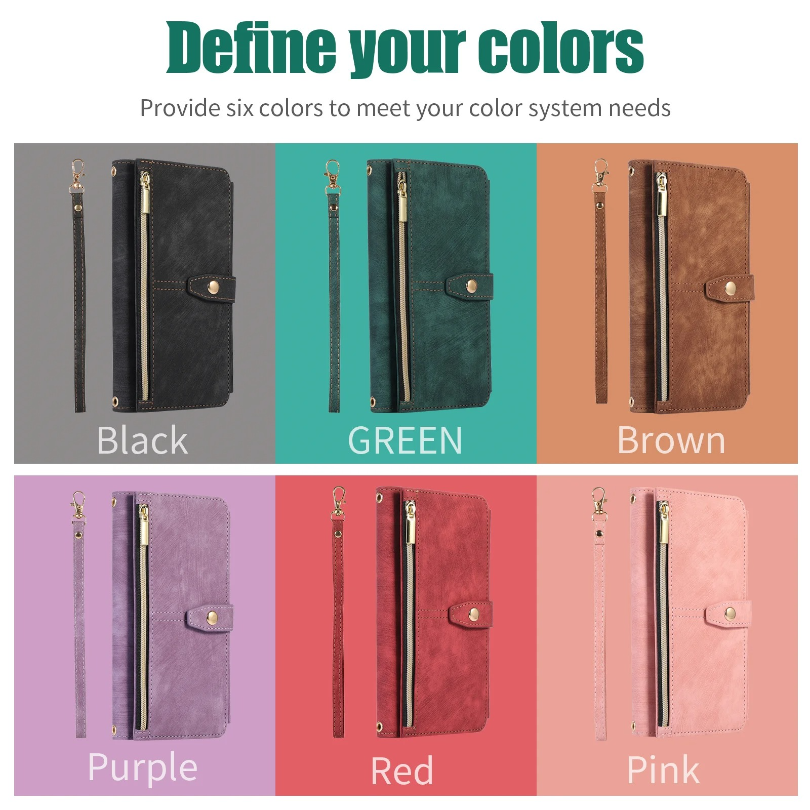 Luxury PU Leather iPhone Case — Crossbody Wallet Cover with Card Holder, Lanyard, Kickstand, Dustproof, and Storage Compartment