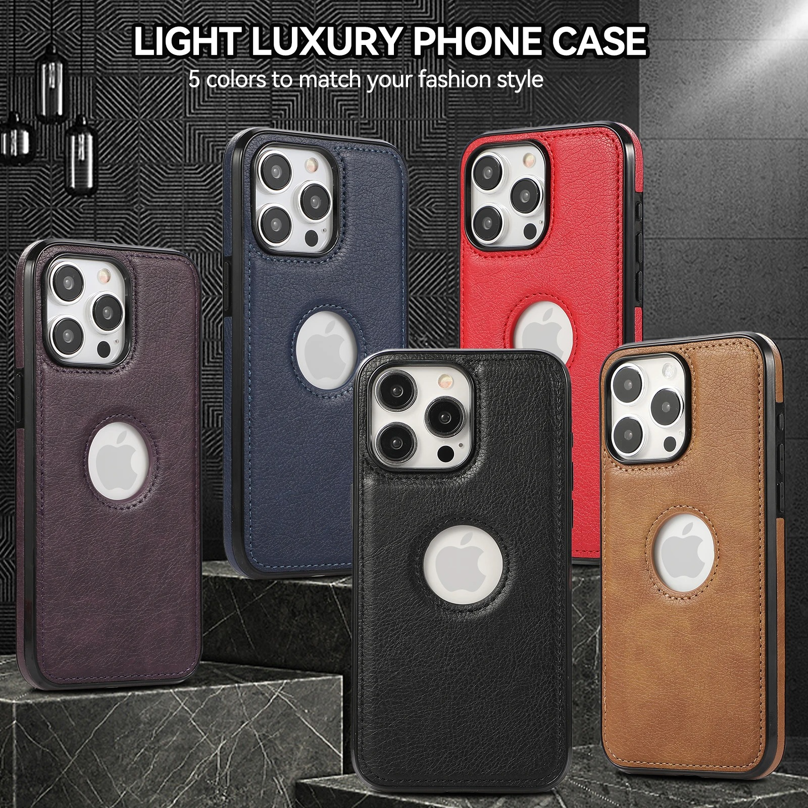 Luxury PU Leather iPhone Case — Shockproof Full Coverage Soft Business Back Cover with Anti-Fingerprint, Anti-Scratch, Dustproof, Non-Slip Design