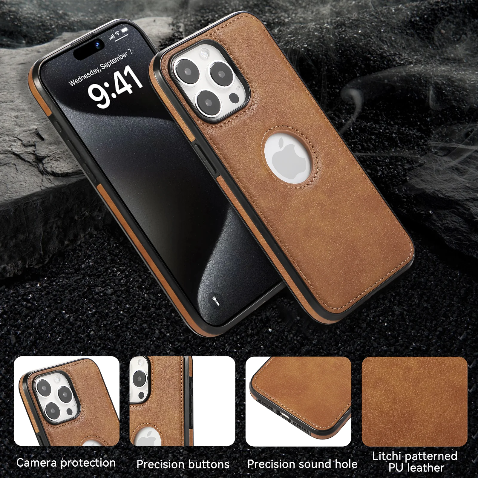 Luxury PU Leather iPhone Case — Shockproof Full Coverage Soft Business Back Cover with Anti-Fingerprint, Anti-Scratch, Dustproof, Non-Slip Design