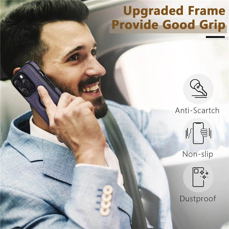 Luxury PU Leather iPhone Case — Shockproof Full Coverage Soft Business Back Cover with Anti-Fingerprint, Anti-Scratch, Dustproof, Non-Slip Design