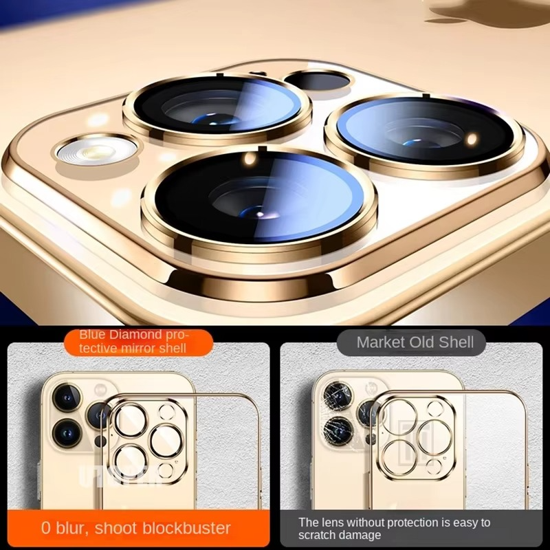 Luxury Plating TPU iPhone Case — High-Quality Soft Half-Wrapped Cover with Clear Lens Protection, Shockproof, Anti-Fingerprint, Transparent Design