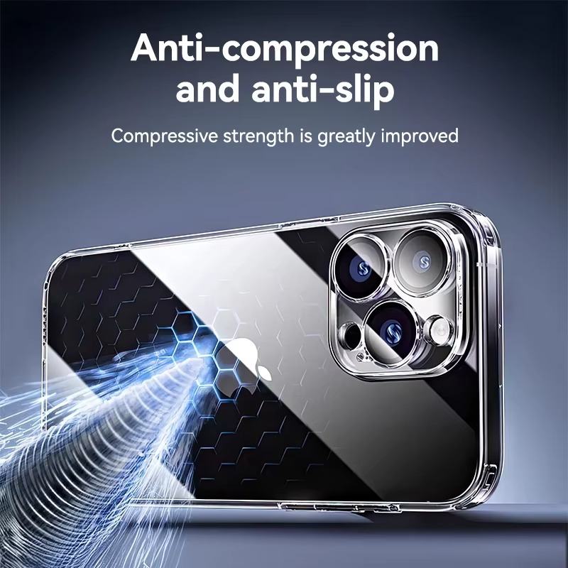 Luxury Plating TPU iPhone Case — High-Quality Soft Half-Wrapped Cover with Clear Lens Protection, Shockproof, Anti-Fingerprint, Transparent Design