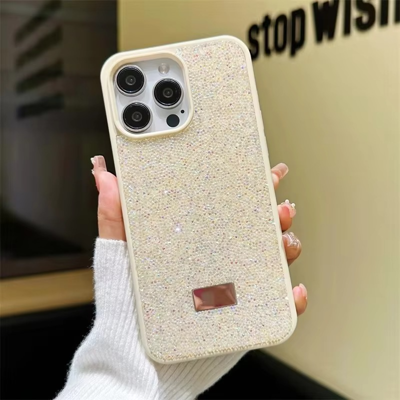 Luxury Rhinestone Diamond iPhone Case — Shockproof Protective Cover, Anti-Fingerprint, Anti-Scratch, Washable, Non-Slip, Glitter Finish, Half-Wrapped Design