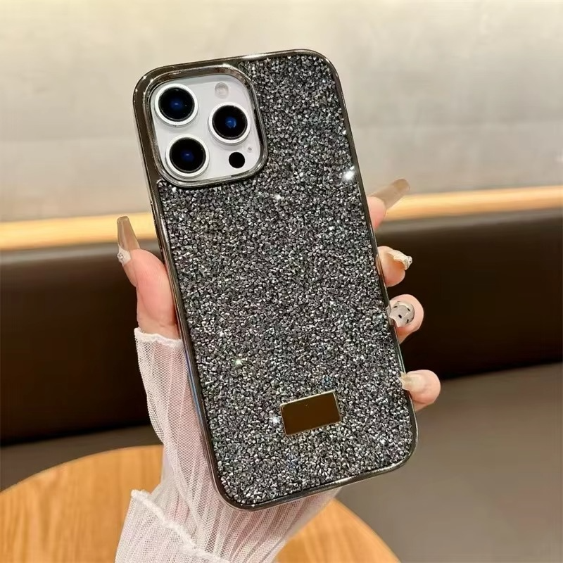 Luxury Rhinestone Diamond iPhone Case — Shockproof Protective Cover, Anti-Fingerprint, Anti-Scratch, Washable, Non-Slip, Glitter Finish, Half-Wrapped Design