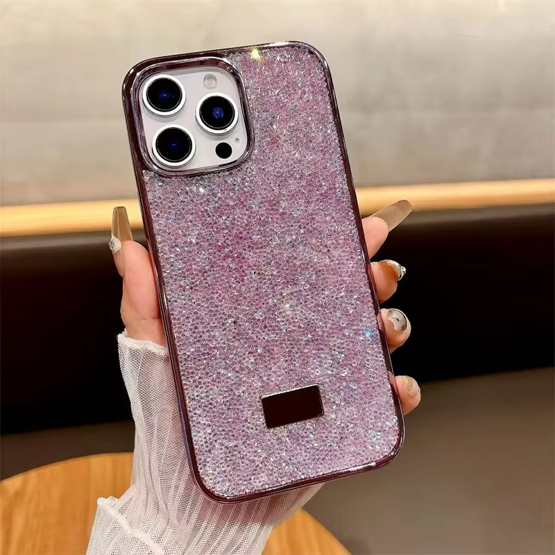 Luxury Rhinestone Diamond iPhone Case — Shockproof Protective Cover, Anti-Fingerprint, Anti-Scratch, Washable, Non-Slip, Glitter Finish, Half-Wrapped Design