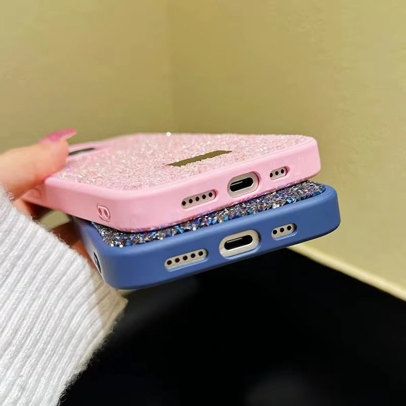 Luxury Rhinestone Diamond iPhone Case — Shockproof Protective Cover, Anti-Fingerprint, Anti-Scratch, Washable, Non-Slip, Glitter Finish, Half-Wrapped Design