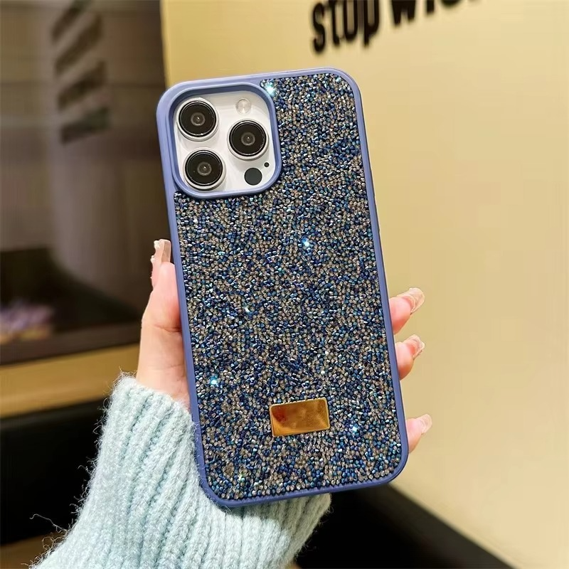 Luxury Rhinestone Diamond iPhone Case — Shockproof Protective Cover, Anti-Fingerprint, Anti-Scratch, Washable, Non-Slip, Glitter Finish, Half-Wrapped Design