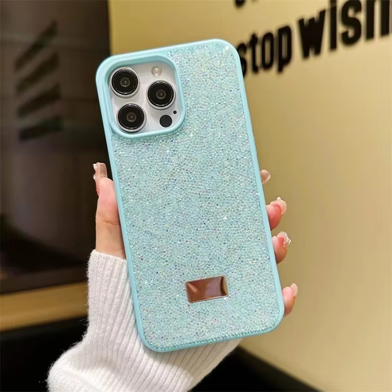 Luxury Rhinestone Diamond iPhone Case — Shockproof Protective Cover, Anti-Fingerprint, Anti-Scratch, Washable, Non-Slip, Glitter Finish, Half-Wrapped Design