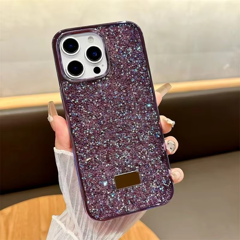 Luxury Rhinestone Diamond iPhone Case — Shockproof Protective Cover, Anti-Fingerprint, Anti-Scratch, Washable, Non-Slip, Glitter Finish, Half-Wrapped Design