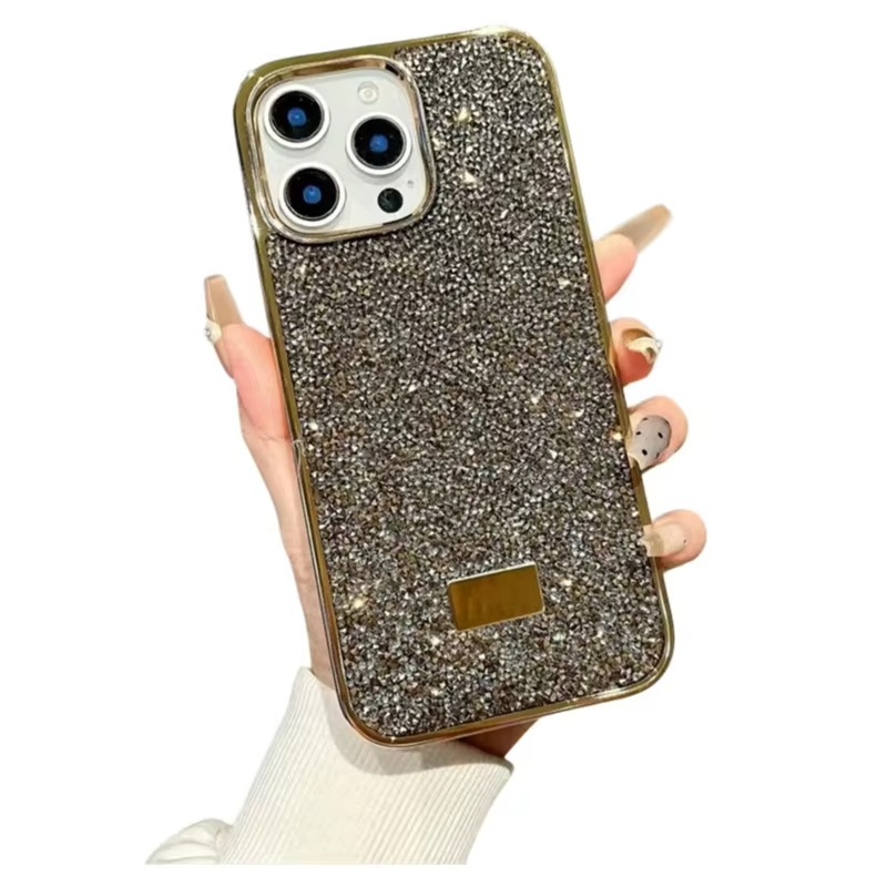 Luxury Rhinestone Diamond iPhone Case — Shockproof Protective Cover, Anti-Fingerprint, Anti-Scratch, Washable, Non-Slip, Glitter Finish, Half-Wrapped Design