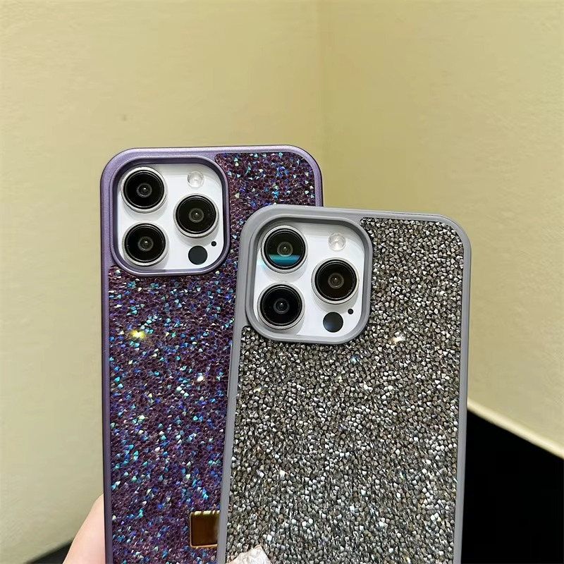Luxury Rhinestone Diamond iPhone Case — Shockproof Protective Cover, Anti-Fingerprint, Anti-Scratch, Washable, Non-Slip, Glitter Finish, Half-Wrapped Design