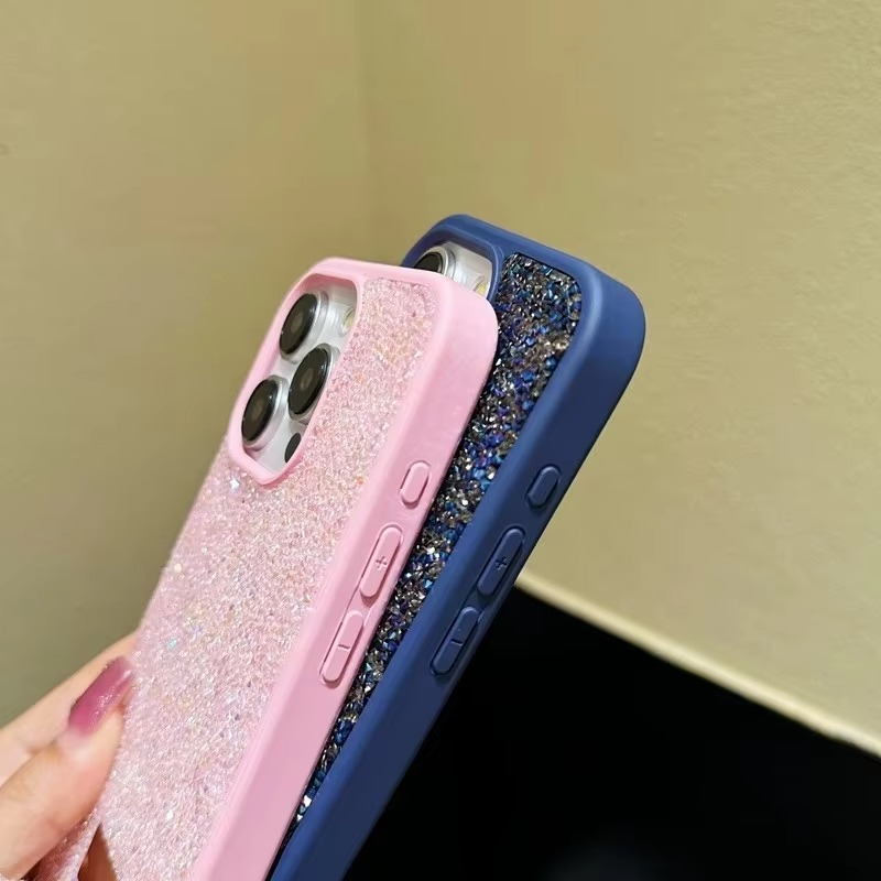 Luxury Rhinestone Diamond iPhone Case — Shockproof Protective Cover, Anti-Fingerprint, Anti-Scratch, Washable, Non-Slip, Glitter Finish, Half-Wrapped Design