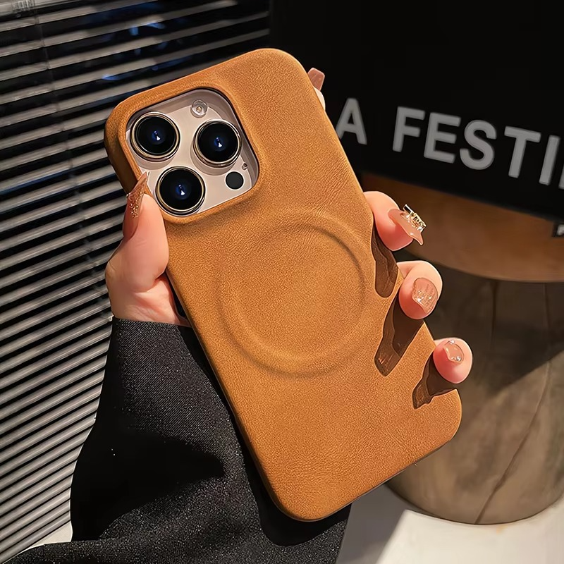 Luxury Sheepskin MagSafe iPhone Case — 3D Slim Protective Cover, Anti-Fingerprint, Anti-Scratch, Dustproof, Matte Finish, Lightweight Full Coverage