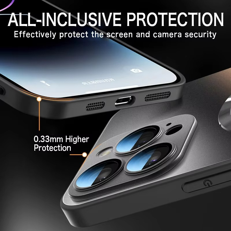 Luxury Tempered Glass Matte Magnetic iPhone Case — Magsafe Wireless Charging, Shockproof Half-Wrapped Cover, Soft Hard Bumper, Anti-Fingerprint, Luminous Finish
