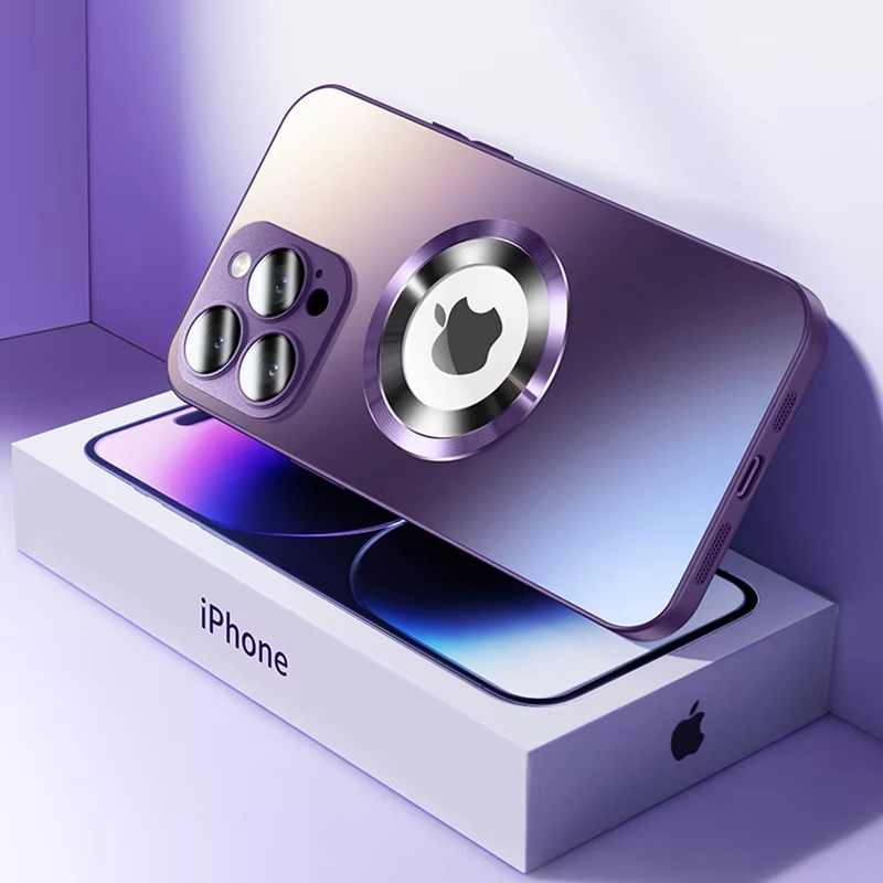 Luxury Tempered Glass Matte Magnetic iPhone Case — Magsafe Wireless Charging, Shockproof Half-Wrapped Cover, Soft Hard Bumper, Anti-Fingerprint, Luminous Finish