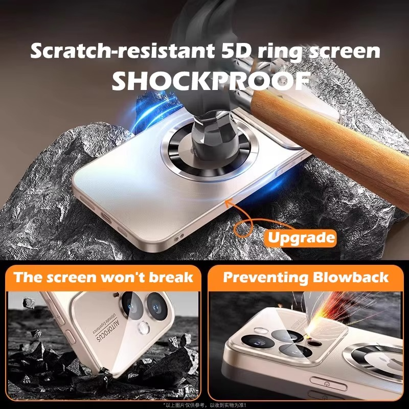 Luxury Titanium Sanding Magnetic iPhone Case — Magsafe Wireless Charging, Shockproof Half-Wrapped Cover with Glass Lens Protection, Anti-Fingerprint, Non-Slip Finish