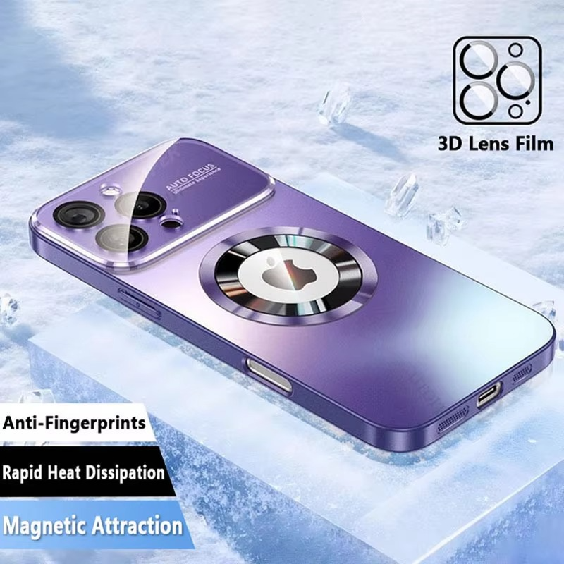 Luxury Titanium Sanding Magnetic iPhone Case — Magsafe Wireless Charging, Shockproof Half-Wrapped Cover with Glass Lens Protection, Anti-Fingerprint, Non-Slip Finish