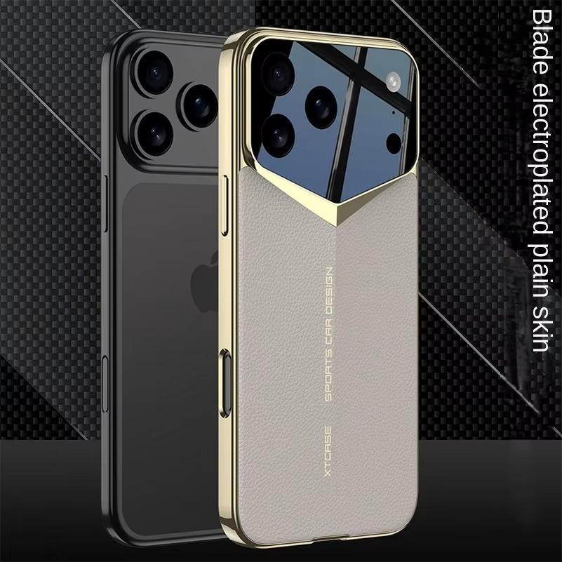 Luxury Ultra-Thin Leather iPhone Case — Raised Camera Lens Protection, Shock-Resistant Slim Cover with Anti-Fingerprint Finish