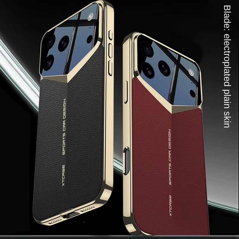 Luxury Ultra-Thin Leather iPhone Case — Raised Camera Lens Protection, Shock-Resistant Slim Cover with Anti-Fingerprint Finish