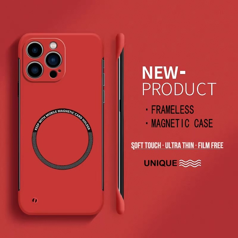 Luxury Ultra-Thin Magnetic iPhone Case — Frameless Hard PC Half-Wrapped Cover, Matte Solid Color, Anti-Fingerprint, Shockproof, Non-Slip, Dustproof