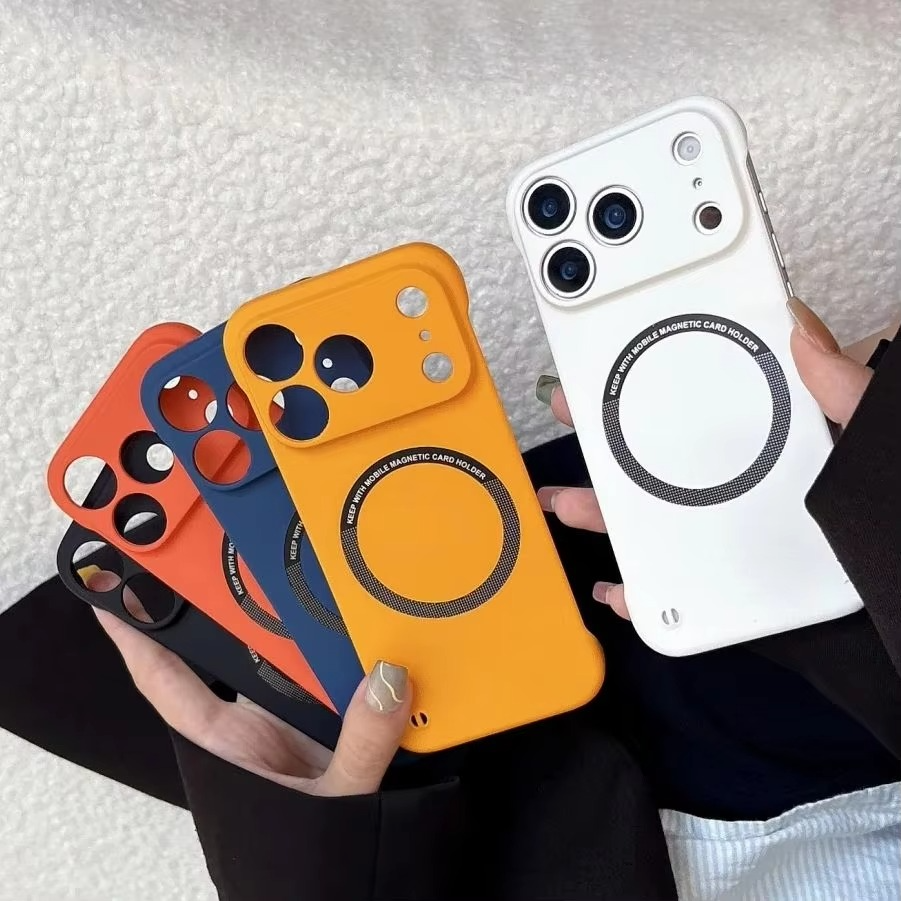 Luxury Ultra-Thin Magnetic iPhone Case — Frameless Hard PC Half-Wrapped Cover, Matte Solid Color, Anti-Fingerprint, Shockproof, Non-Slip, Dustproof