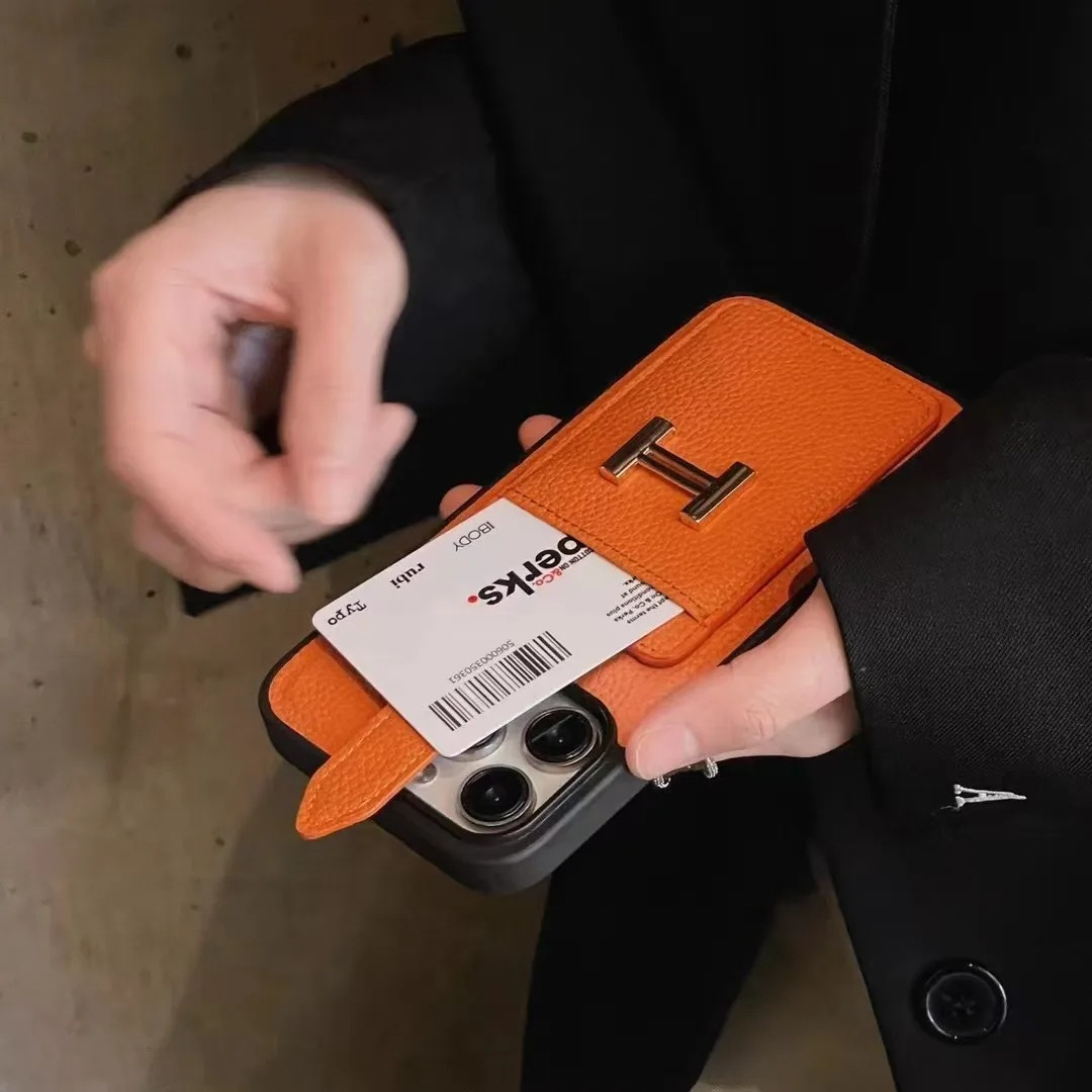 Luxury Vegan Leather Card Slot iPhone Case — Textured Half-Wrapped Cover, Anti-Fingerprint, Dustproof, Stylish Lichee Finish, Full Protection