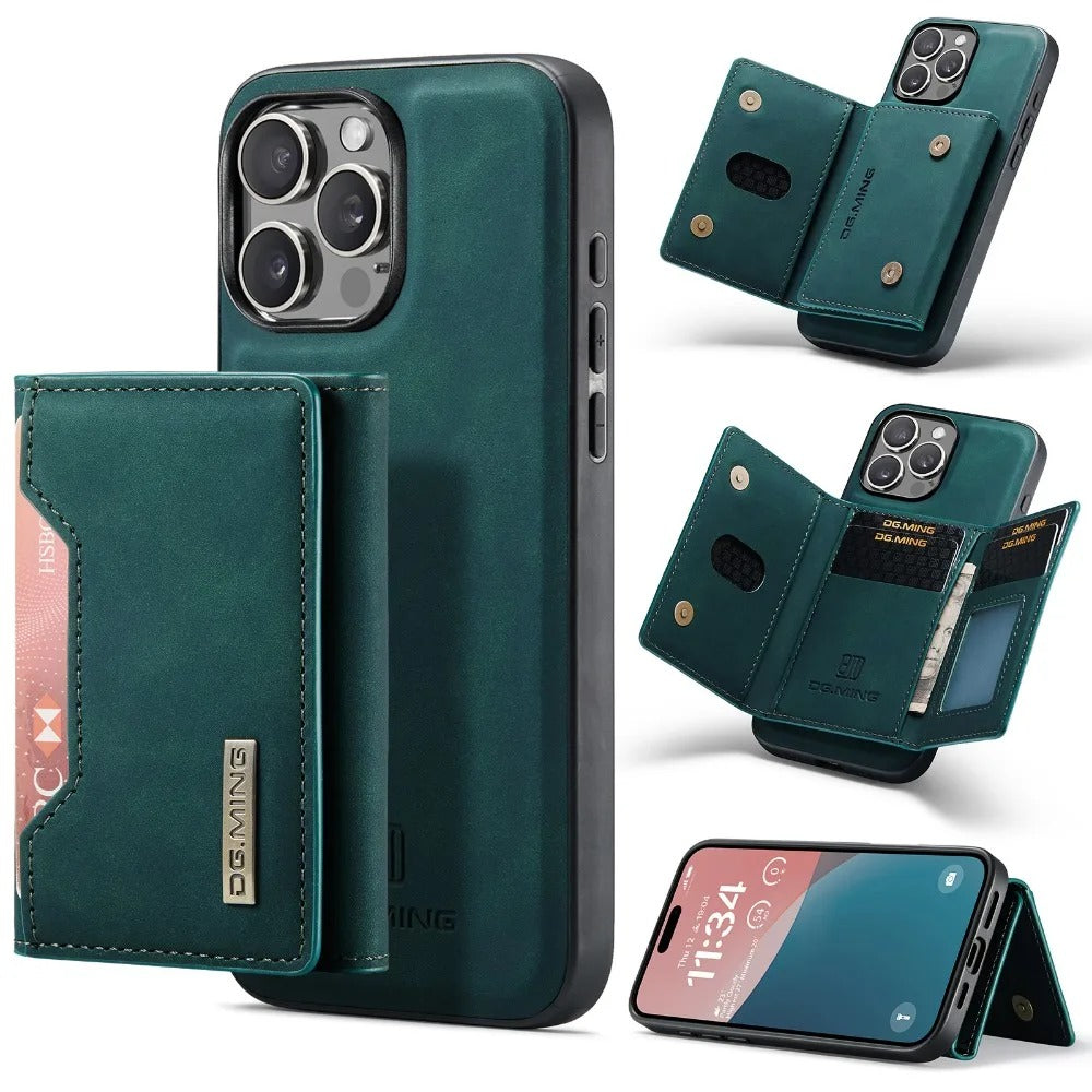 Luxury iPhone 2-in-1 Detachable Wallet Case — Magnetic PU Leather Cover with Card Holder, Slim Shockproof Design, Anti-Fingerprint and Non-Slip Protection